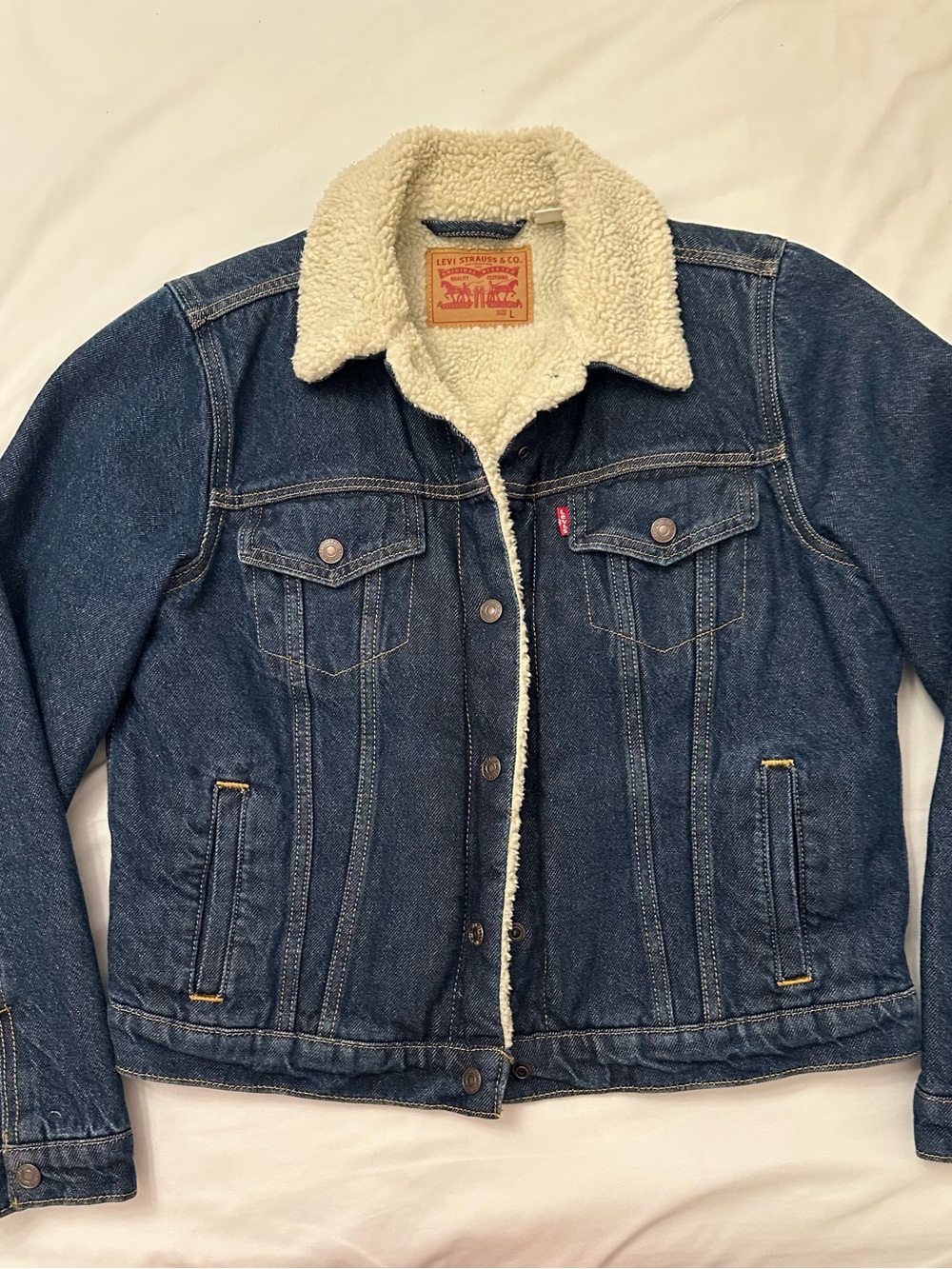 Levi's Blue Denim Jacket with Cream Sherpa Collar